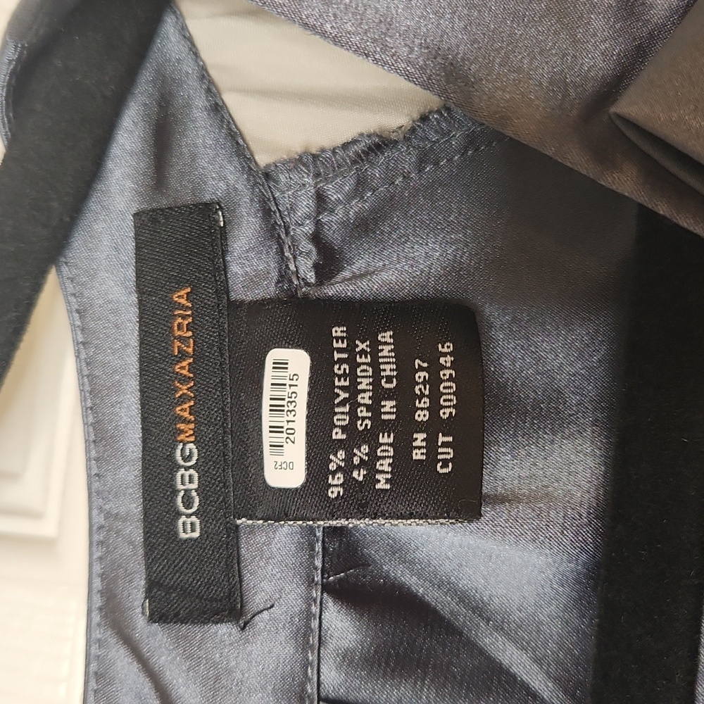 BCBGMAXAZRIA Women's Silvertone Gray Y2k Satin Floral Dress Size S - Picture 3 of 13